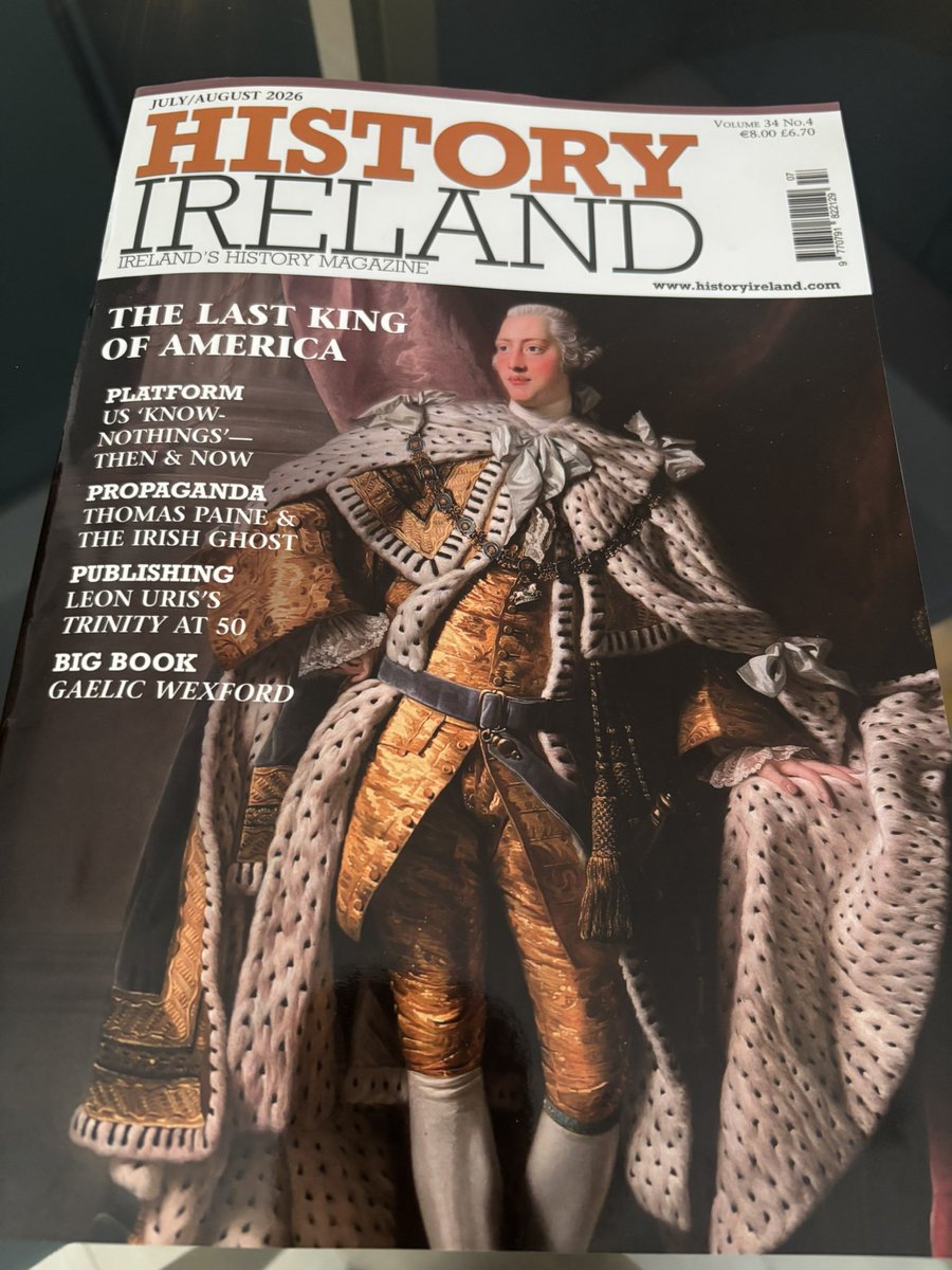 DanMulhall's tweet photo. Just received my copy of the July-August issue of @HistIreHedge which contains lots of great material on #USA250 including my own contribution on 
‘Declaring Independence: America 1776, Ireland 1919’ https://t.co/1jWxRmc2Hg