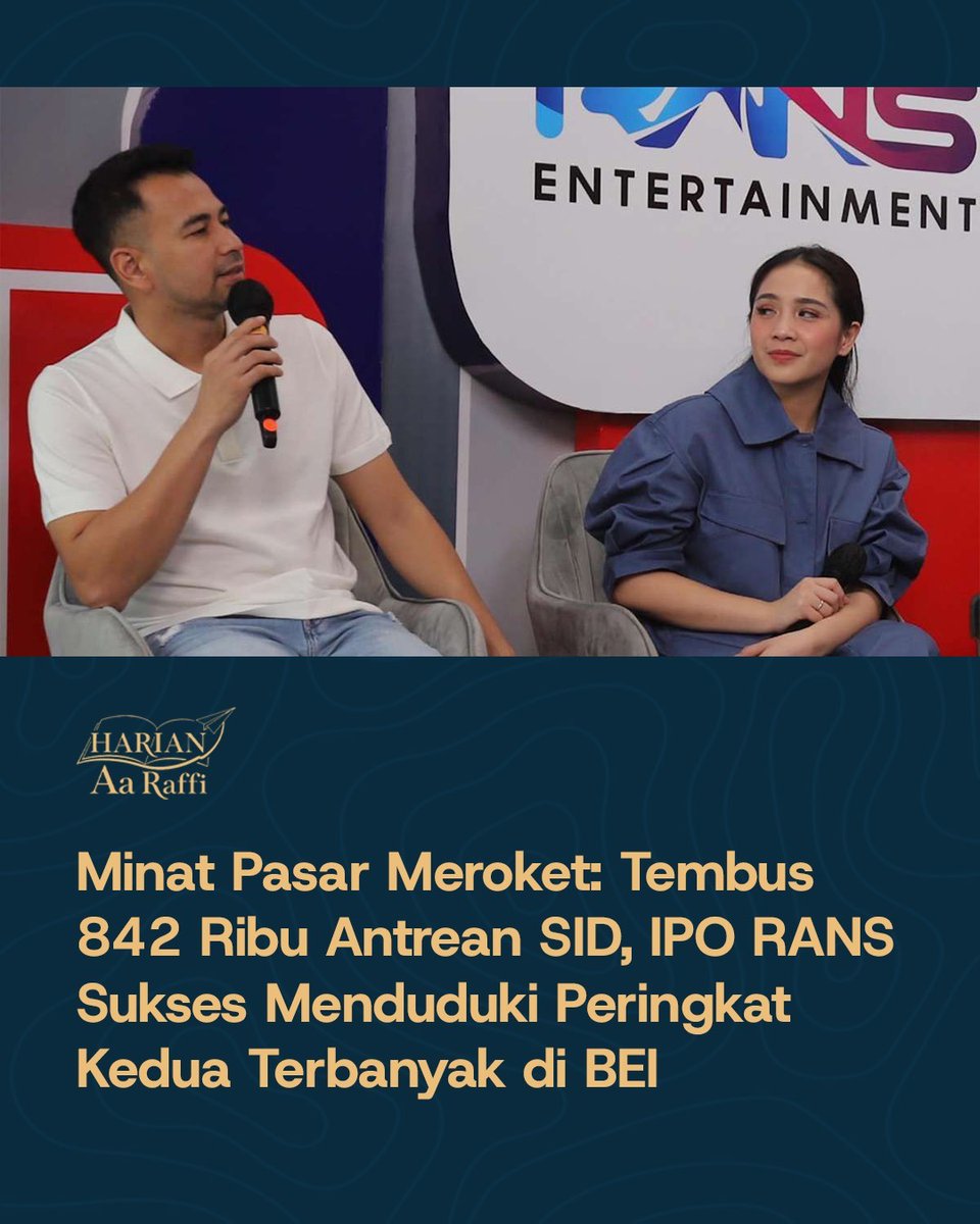 Harian_Raffi's tweet photo. Minat pasar terhadap IPO RANS melonjak, dengan 842.671 antrean investor tercatat hingga Senin (6/7/2026). 

#RaffiOrangBaik https://t.co/v1Da2NApJk