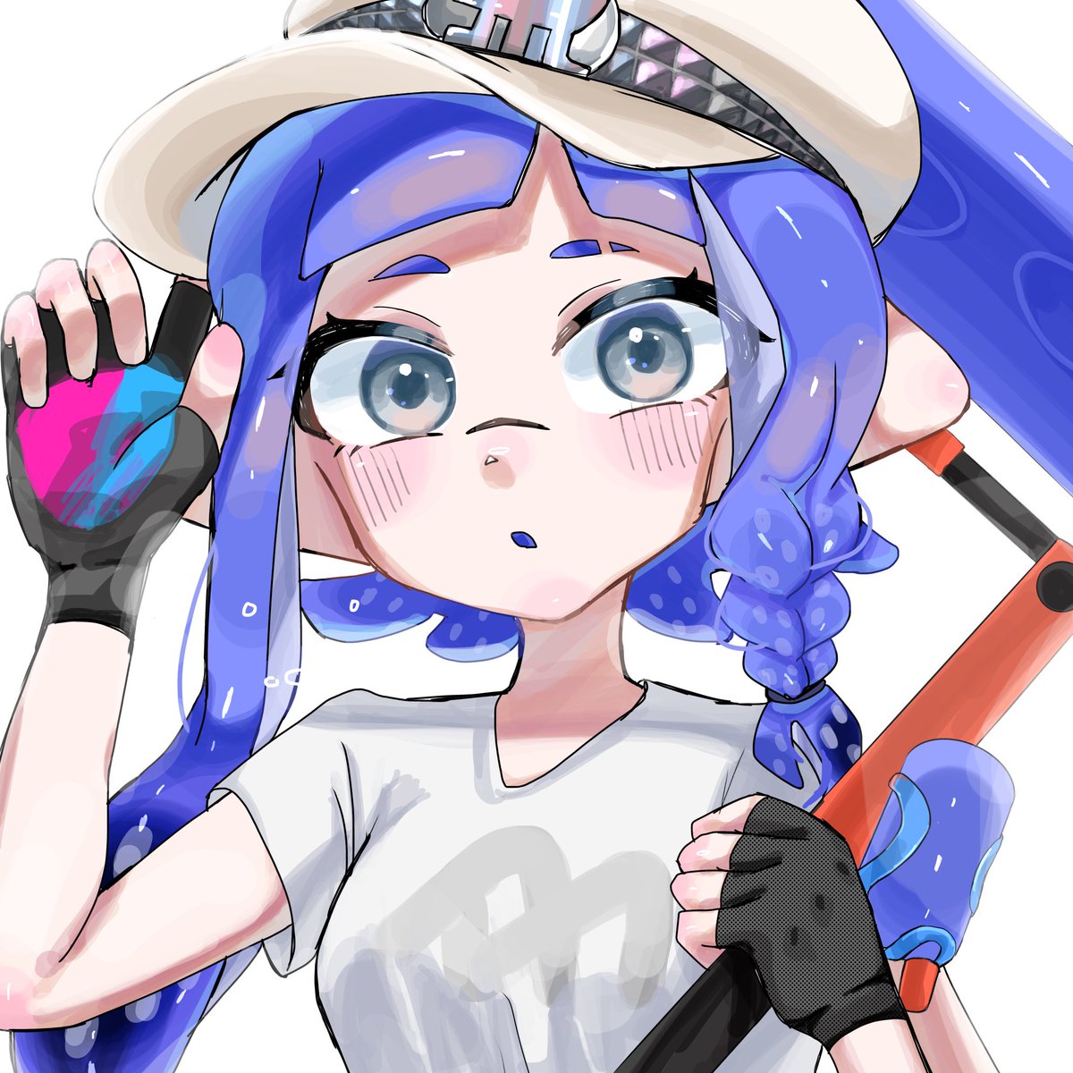 reima073111's tweet photo. ローラー使いの女の子
 #イラスト  #スプラトゥーン３ https://t.co/AY8sRNFUVX