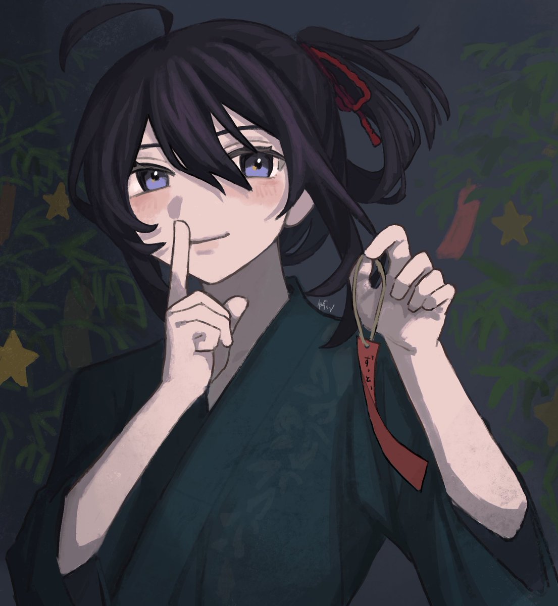 j_ad__'s tweet photo. お題『願うならひとつだけ』🎋
#鯰尾ドロライひと月ごよみ 
@nmzo1month https://t.co/JDZ88MoPKo