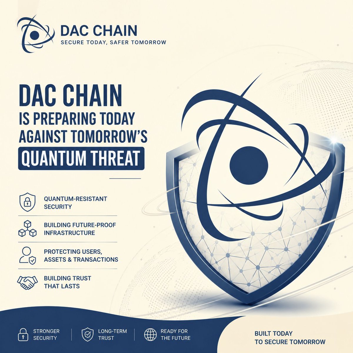 Piashchowdury's tweet photo. DAC Chain Is Preparing Today Against Tomorrows Quantum Threat

Tomorrow s blockchain security starts today DAC Chain is building quantum resistant infrastructure to protect users digital assets transactions and trust before quantum threats become reality.
@dac_chain https://t.co/tL5WhNI3UZ