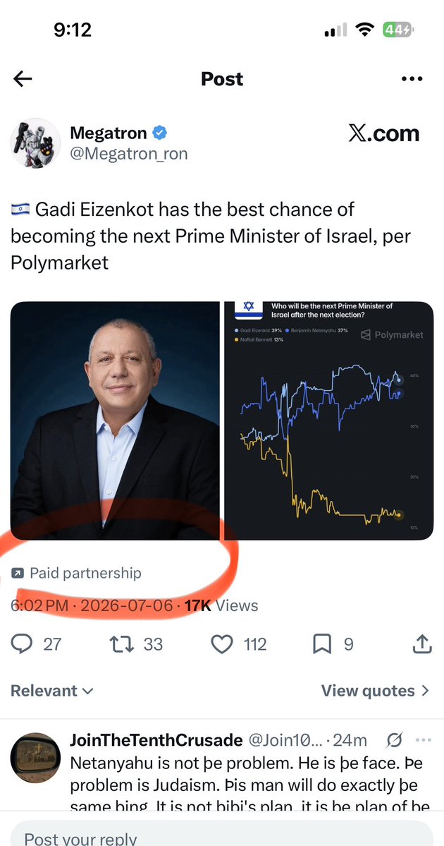 whatda_x's tweet photo. @Megatron_ron What’s this about @Megatron_ron ???

Paid partnership with a gambling website or the Israeli party? 

You guys sold out already? https://t.co/OODH1I032n