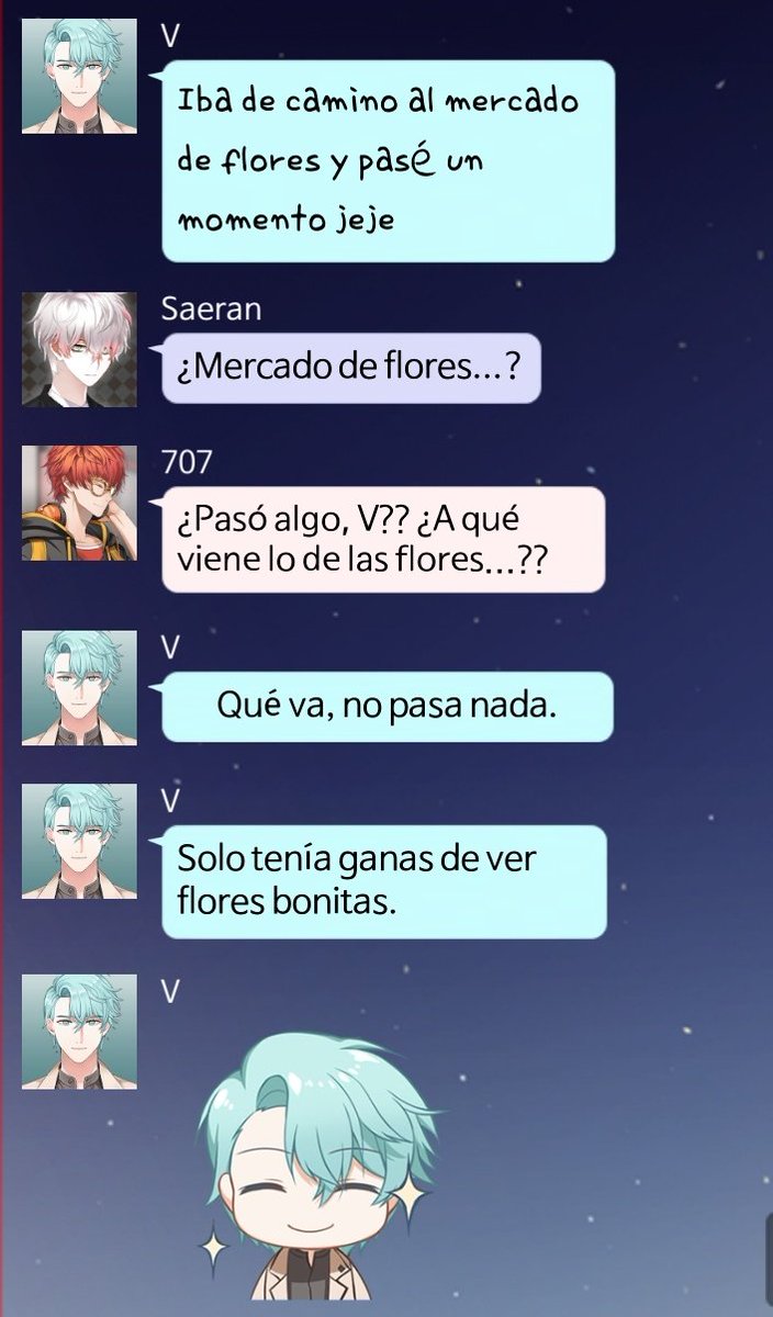 Nyx_Star_Light's tweet photo. Chat con V!!! 🤎✨️
Seven celoso de que le prestemos atención a V hoy jajaja
Y descuento para el DLC de Navidad!!! 🤎✨️
(Yo lo quería comprar pero no tengo nada ahorrado!!!)
#mysticmessenger #Feliz_10toAniversario_MM #V #Saeyoung https://t.co/DbR4aUaEIg