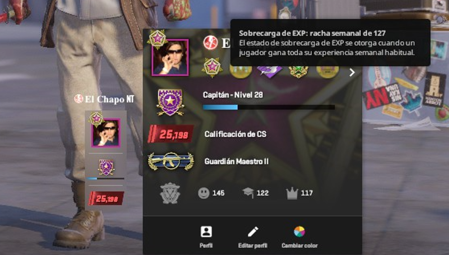 ElChapoCS2's tweet photo. @sendohCS 129 wins y 127 semanas. Esperando mi primera medalla roja... max elo: 28.750. aprobado? jaja no tryhardeo mas. mucha locura con los chiteros JAJA https://t.co/8hbB9anC1a