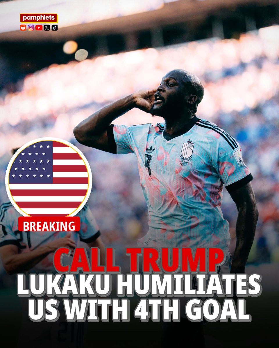 PamphletsY's tweet photo. 🚨🇧🇪☎️ BREAKING — “Call Trump”

Lukaku Celebration On Belgium’s 4th Goal Mocking Corrupt Trump-FIFA Phone Call. https://t.co/yv3iwPD2KB