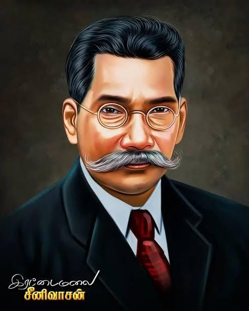 TTVDhinakaran's tweet photo. ஒடுக்கப்பட்ட மக்களின் உரிமைக்குரலாக இடைவிடாது ஒலித்து அவர்களின் கல்வி மற்றும் பொருளாதார வளர்ச்சிக்காக தன் வாழ்நாள் முழுவதும் போராடிய புரட்சியாளர் இரட்டைமலை சீனிவாசன் அவர்களின் பிறந்த தினம் இன்று.

சமத்துவம், மனிதநேயம் மற்றும் சுயமரியாதையை அடிப்படையாகக் கொண்டு பல்வேறு சமூகநீதி போராட்டங்களின் மூலம் மக்கள் மத்தியில் புதிய சிந்தனைகளை விதைத்த தீண்டாமை ஒழிப்பு போராளி இரட்டைமலை சீனிவாசன் அவர்களை எந்நாளும் போற்றி வணங்கிடுவோம்.