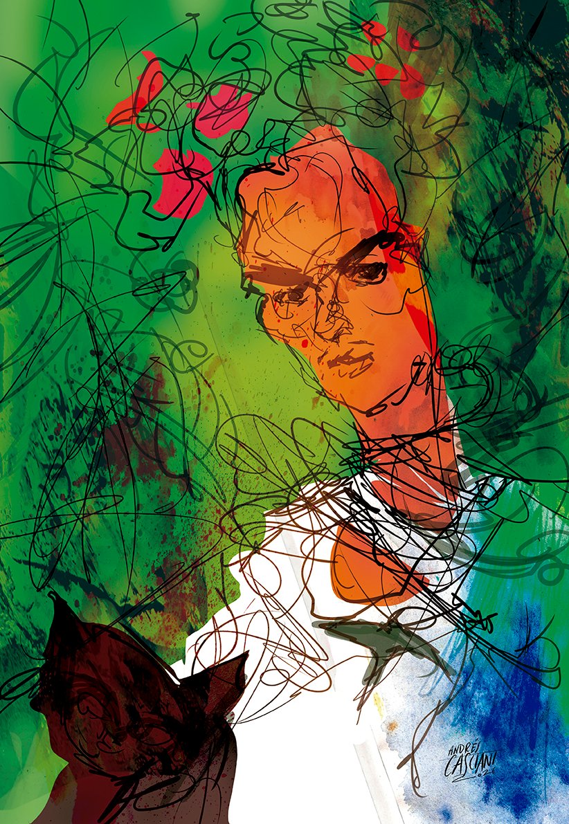 AndresCasciani's tweet photo. “FRAGMENTARIA" - citas ilustradas por Andrés Casciani (6/7/26)

"Mi sangre es un milagro que, desde mis venas, cruza el aire de mi corazón al tuyo".
119 años de Frida Kahlo

Ilustración digital, 2026
*Obra disponible https://t.co/lGOS84qfFn