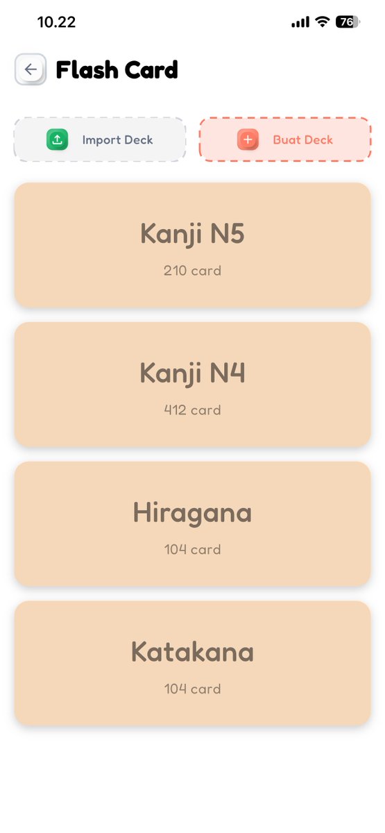 tanehongo's tweet photo. Tujuan bikin Tanehongo app adalah mempermudah Nakama untuk hafalan (kanji & kotoba), terutama untuk pemula.

Nakama ga harus ribet input2 kanji, ga harus pusing mikirin apa yang harus dihafal, tinggal fokus aja hafalin kanjinya. Cara pakainya jg tinggal swipe2 aja.

Kita udah sediain deck kanji N5 & N4. Kalau butuh deck custom, juga bisa pakai template atau bikin deck sendiri. 😺

Tamin dan Sensei mau semua orang bisa belajar bahasa Jepang dengan mudah dan terjangkau. Makanya Tanehongo app kita buat gratis. 🌸