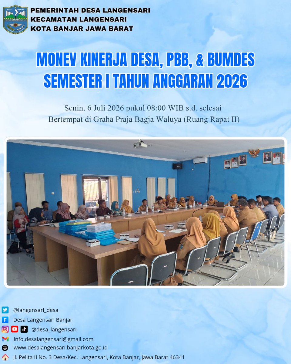 langensari_desa's tweet photo. Kegiatan MONEV Kinerja Desa, PPB, dan BUMDes Semester I (satu) Tahun Anggaran 2026 yang dihadiri oleh Camat langensari beserta jajarannya, Ketua dan anggota BPD, Bumdes Bogasari, serta perangkat Desa Langensari. https://t.co/oe57SbZMLz
