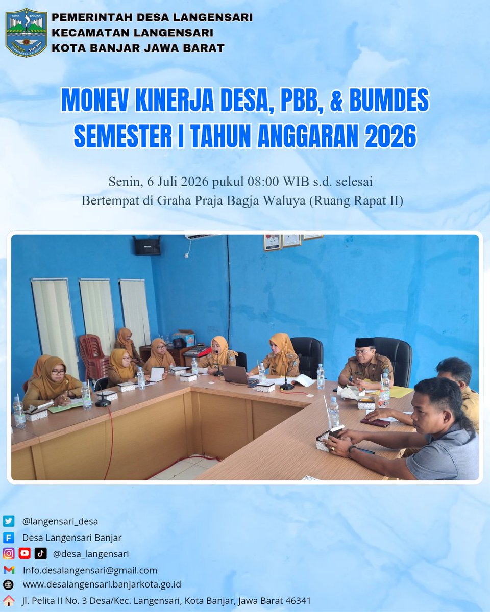 langensari_desa's tweet photo. Kegiatan MONEV Kinerja Desa, PPB, dan BUMDes Semester I (satu) Tahun Anggaran 2026 yang dihadiri oleh Camat langensari beserta jajarannya, Ketua dan anggota BPD, Bumdes Bogasari, serta perangkat Desa Langensari. https://t.co/oe57SbZMLz