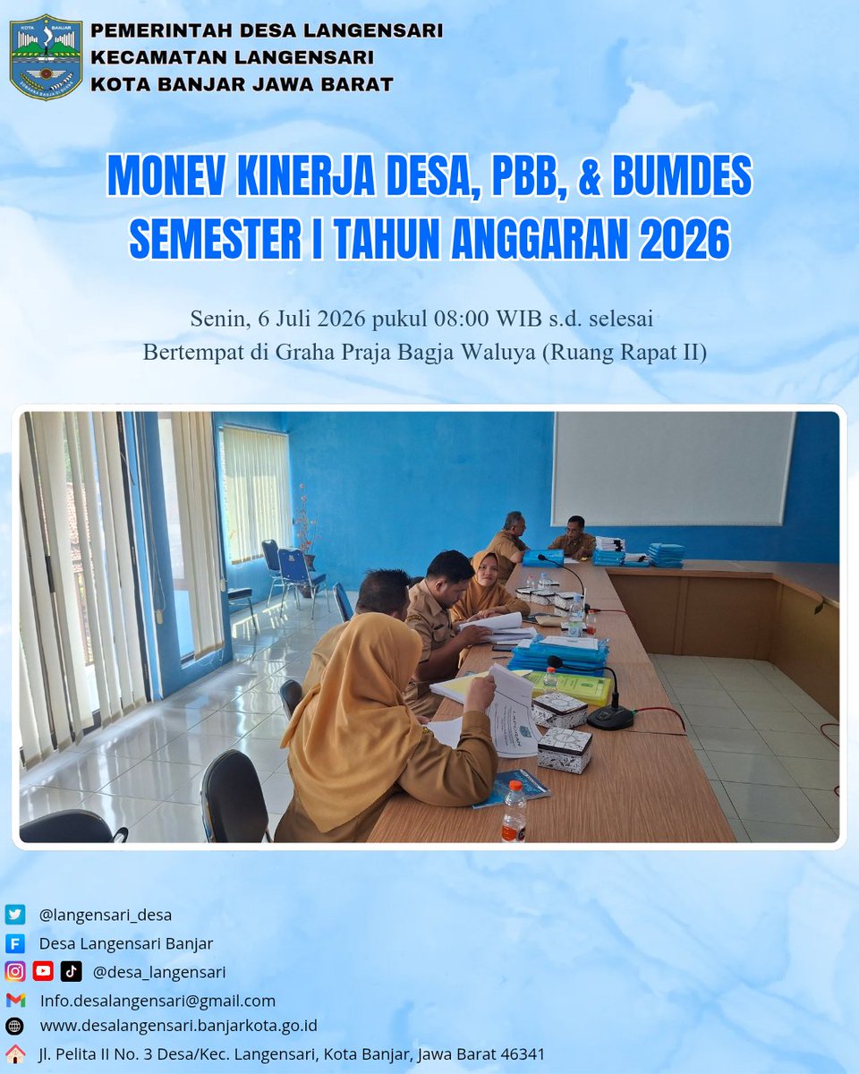 langensari_desa's tweet photo. Kegiatan MONEV Kinerja Desa, PPB, dan BUMDes Semester I (satu) Tahun Anggaran 2026 yang dihadiri oleh Camat langensari beserta jajarannya, Ketua dan anggota BPD, Bumdes Bogasari, serta perangkat Desa Langensari. https://t.co/oe57SbZMLz