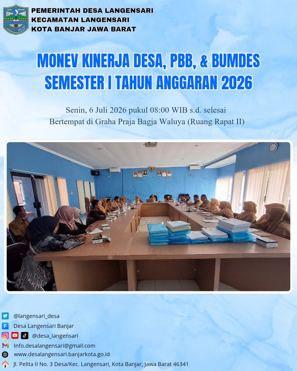 langensari_desa's tweet photo. Kegiatan MONEV Kinerja Desa, PPB, dan BUMDes Semester I (satu) Tahun Anggaran 2026 yang dihadiri oleh Camat langensari beserta jajarannya, Ketua dan anggota BPD, Bumdes Bogasari, serta perangkat Desa Langensari. https://t.co/oe57SbZMLz