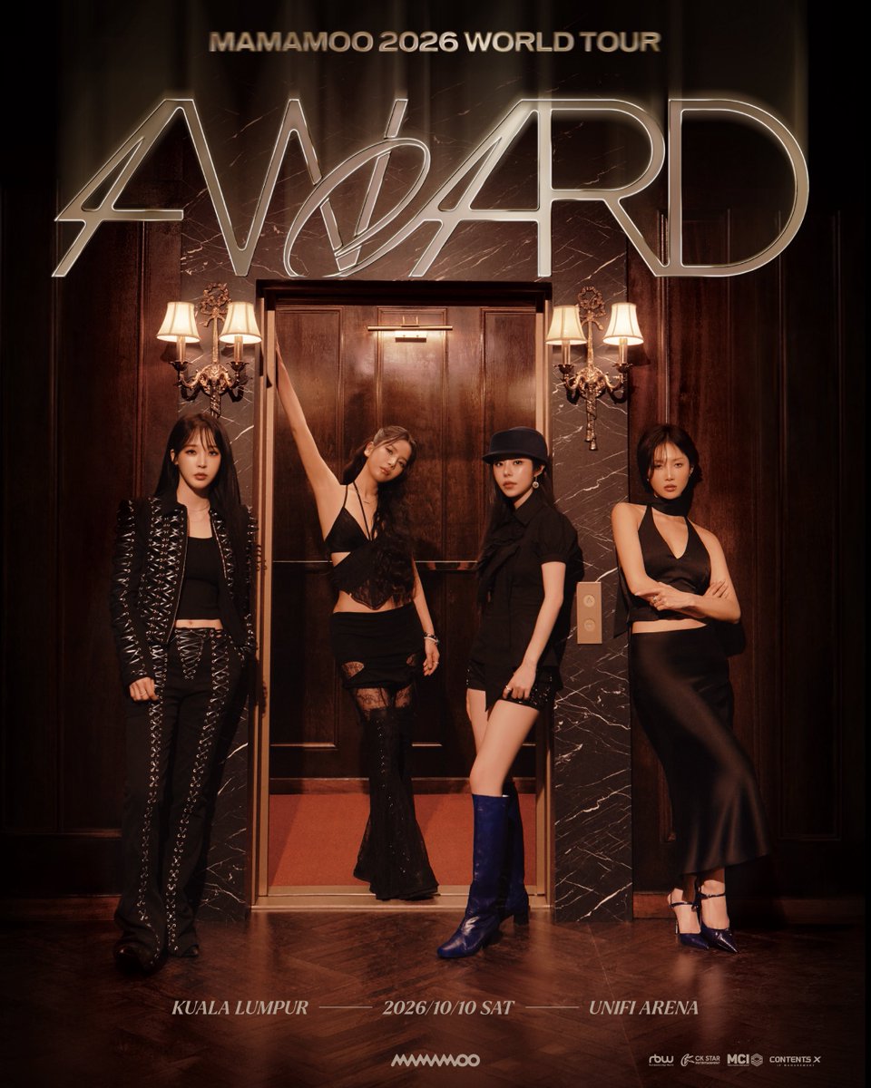 KpopStarzLive's tweet photo. 2026 WORLD TOUR [4WARD] IN KUALA LUMPUR

📅 10 Oct 2026 (Sat) 
📍 Unifi Arena

Brought to you by @ckstarmy 

#MAMAMOO #4WARD 
#MAMAMOO2026 
#MAMAMOO_2026_WORLD_TOUR #MAMAMOOinKL #MAMAMOOinMY https://t.co/HTe4P5Cj8U