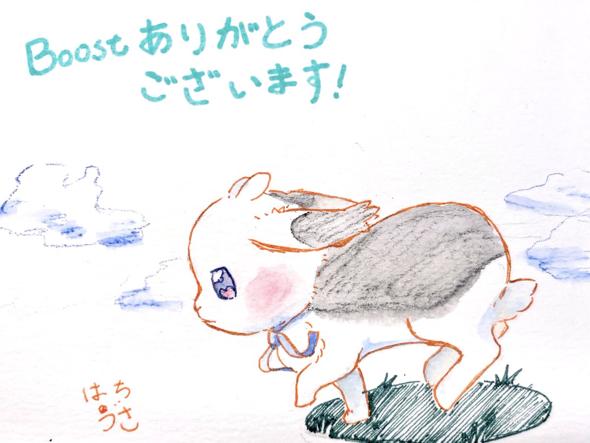B4サイズ 色鉛筆画（ハチ公物語） 走り出す大福ちゃん 久しぶりの水彩色鉛筆です ✏︎