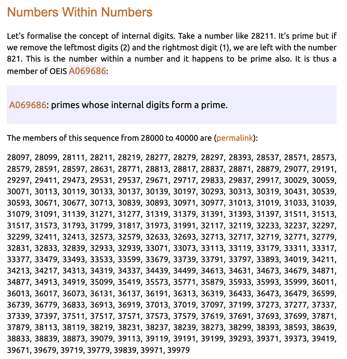 SeanReeves's tweet photo. 28219: prime

Member of OEIS A069686: primes whose internal digits form a prime, here 821; adding consecutive pairs of digits in base 9 produces a prime number; palindrome in base 2: 110111000111011 and base 32: rhr; self number.

https://t.co/BX0xLjcmg0
https://t.co/vapdszLb2g https://t.co/FzSXQpUZx7