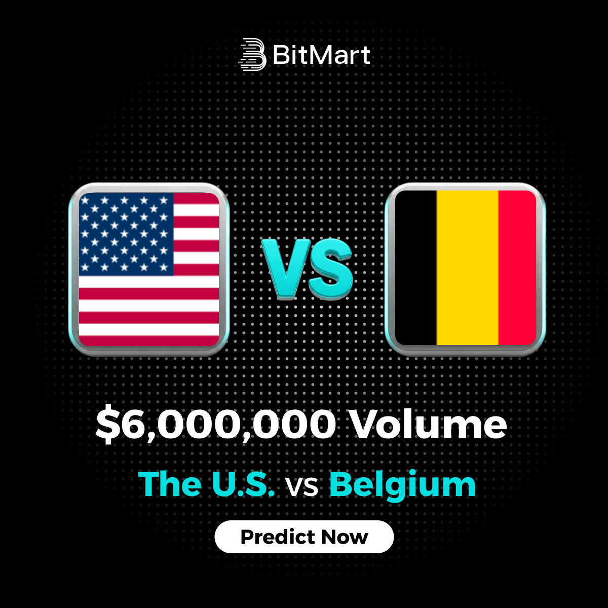 BitMartExchange's tweet photo. 🇺🇸 vs 🇧🇪

$6,000,000 on this match --

Who is gonna keep going?

Predict and win rewards:
https://t.co/iAneK2Khfs https://t.co/noLyo9Bdc8