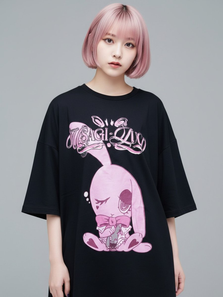 SALE! ▽40％OFF 【USAGI-LUCID】 milNeプリントBIG TEE size