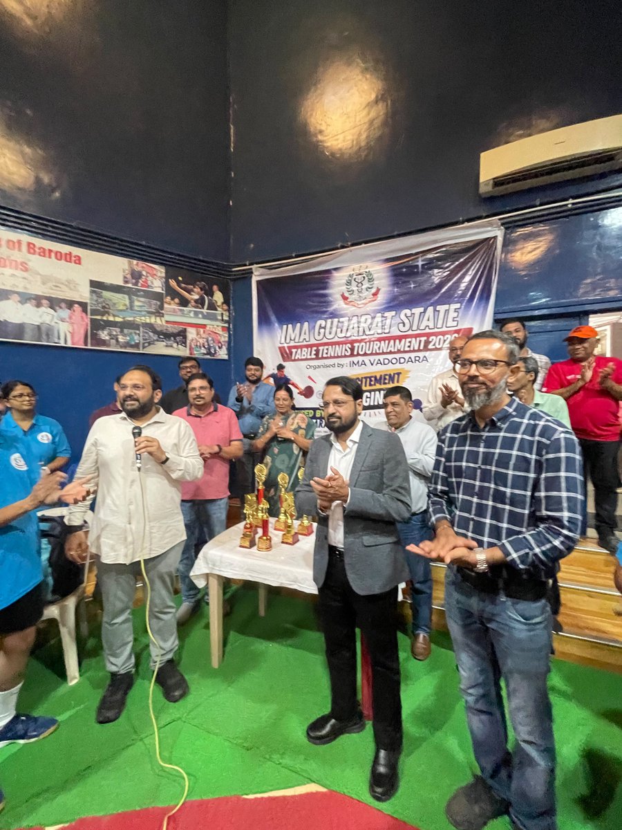 BJYM4Gujarat's tweet photo. IMA વડોદરા દ્વારા આયોજિત IMA Gujarat State Table Tennis Tournament 2026 નું ઉદ્ઘાટન યુવા મોરચા પ્રદેશ અધ્યક્ષશ્રી @drhemangjoshimp એ કરી ખેલાડીઓ સાથે ટેબલ ટેનિસ ટેનિસ રમી એમનું ઉત્સાહવર્ધન કરી ઉત્તમ રમતની શુભકામનાઓ પાઠવી. https://t.co/Uwc9FdtV7l