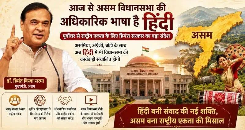 atulkotharissun's tweet photo. असम में हिन्दी को राज्य की राजभाषा का दर्जा देने के लिए असम सरकार एवं मा मुख्यमंत्री का हार्दिक अभिनंदन एवं साधुवाद। 
हम आशा करते है इससे अन्य अहिन्दी राज्यों की राज्य सरकारे भी प्रेरणा लेकर अनुसरण करेगी।
https://t.co/mA7YaleAw0 https://t.co/pgUti6Xzmd