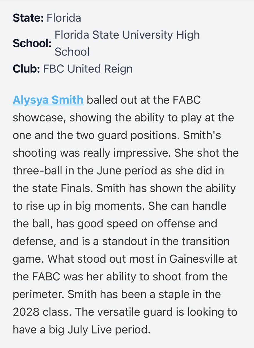 Alysya Smith 2028 (PG/SG) Why Not The Gym? tweet media