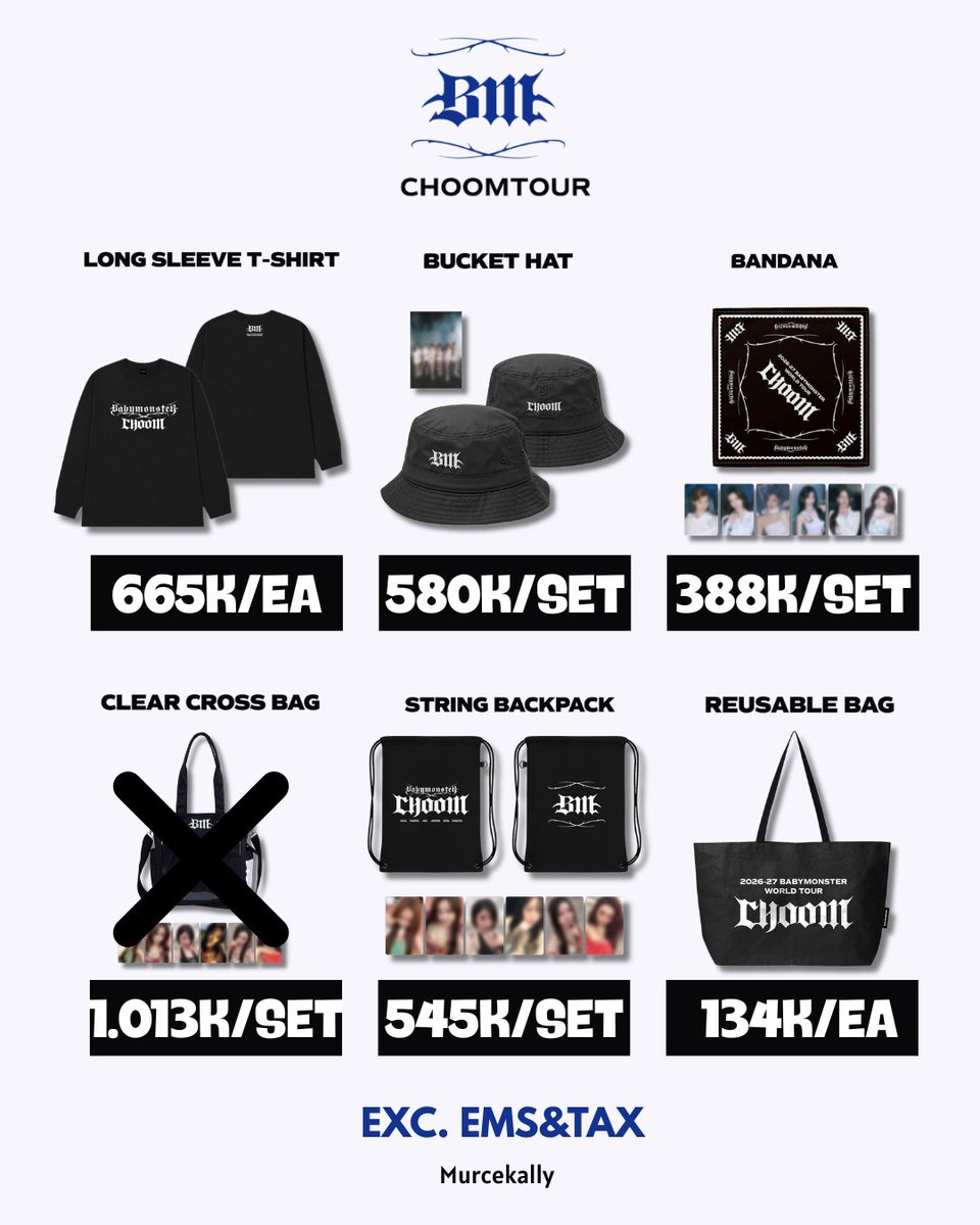 Murcekally's tweet photo. [OPEN PO] BABYMONSTER [CHOOM] WORLD TOUR MERCH MD

Official Online Merchandise

💵 Harga ada di gambar

📆Deadline:Until Sold Out
❌EMS&tax
🌐Global Shipping
✅Free packing
💌order/tanya2 -> DM 

Tag. wts wtb lfb ina go jastip korea ww worldwide helprt jajan proxy wh warehouse Ruka Pharita Asa Ahyeon Rami Rora Chiquita
