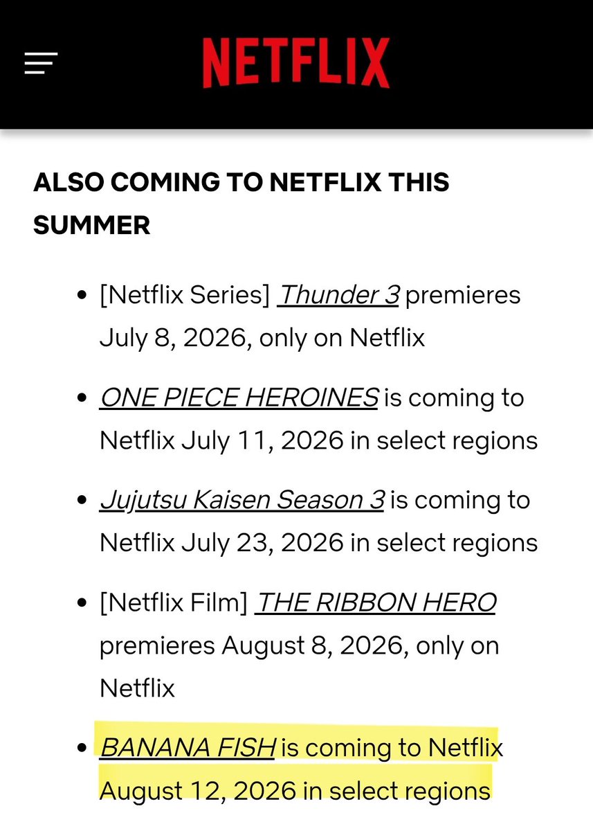 fourgivendays's tweet photo. GUYS NETFLIX ANNOUNCED THAT BANANA FISH WILL BE STREAMING ON AUGUST 12TH AKA ASH LYNX DAY OMG https://t.co/j0Y4mwg1Qh
