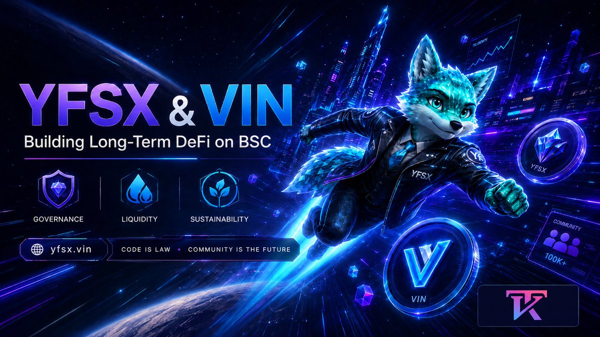 Kryp_Toon's tweet photo. 🚀 YFSX & VIN,  has been safely running for more than four years.

It is building around a more direct idea:

⚖️ Code-governed infrastructure, community ownership, and long-term liquidity sustainability on BSC.

At its core, YFSX & VIN uses a dual-token model:

🟡 $YFSX works as the governance and deflationary token, designed around voting, liquidity support, and ecosystem coordination.

🔵 $VIN works as the application and liquidity mining token, helping power the ecosystem’s reward and liquidity structure.

What makes the project worth watching is its focus on transparency and self-governed DeFi mechanics.

✅ No centralized registration.
✅ No permission gate.
✅ No unnecessary middle layer.

The ecosystem is built around on-chain execution, community consensus, liquidity systems, and open-source infrastructure.

Why should DeFi users explore YFSX & VIN?

Because the project is focused on fundamentals that matter in decentralized finance:

🔹 Open-source structure
🔹 BSC-based DeFi accessibility
🔹 Dual-token ecosystem design
🔹 Liquidity mining utility
🔹 Governance participation
🔹 Community-driven development
🔹 Contract-level transparency

The highest-quality project direction continues to highlight liquidity mining education, long-term participation, stronger governance, expanded dual-token applications, and future interoperability exploration.

For users who value DeFi systems built around code, transparency, and community-led growth, YFSX & VIN is a project worth researching closely.

🔗 Official Links:

🌐 Website: https://t.co/kuPImQ9N69
📄 Whitepaper: https://t.co/eij0EBbkPo
💬 Telegram: https://t.co/jpUSXnpA74
𝕏 X: https://t.co/Mx7fbRxeqh
▶️ YouTube: https://t.co/9YFSgJDnB8
📝 Medium: https://t.co/9nM93ayPGS
📊 CMC Community: https://t.co/daIWArIBkt

📌 BSC Contracts:

YFSX: 0xb7ec60cf8ef96ed48b119277bc7a954a87f27388
VIN: 0x85e43bf8faaf04ceddcd03d6c07438b72606a988

⚖️ Code is Law.
🌍 Community is the Future.

#YFSX #VIN #DeFi #BSC #BNBChain #OpenSource #Crypto #Web3 #DeFiCommunity #Blockchain