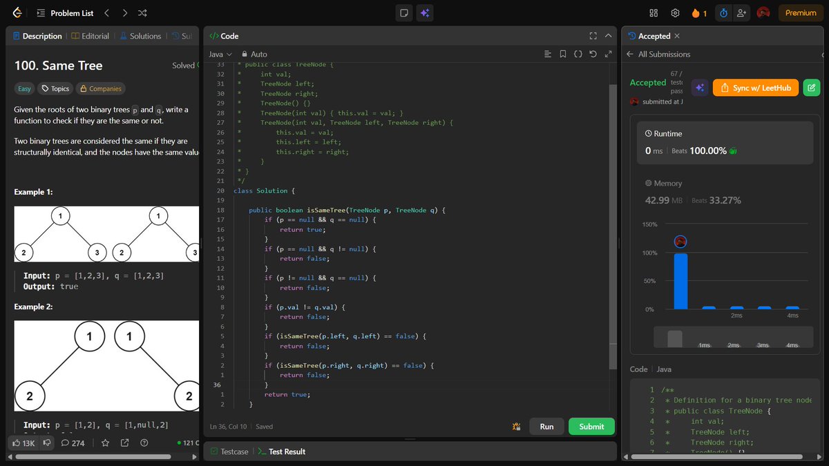 Subhraneel40939's tweet photo. Day 37✅ of 45 Days of SDE Sheet Challenge by @takeUforward_ @striver_79 with 4 Binary Tree Problems
✅LCA in BT
✅Check if two trees are identical or not
✅Zig Zag or Spiral Traversal
✅Boundary Traversal
#SDESheetChallenge #DSA https://t.co/WkLXgH7wNn