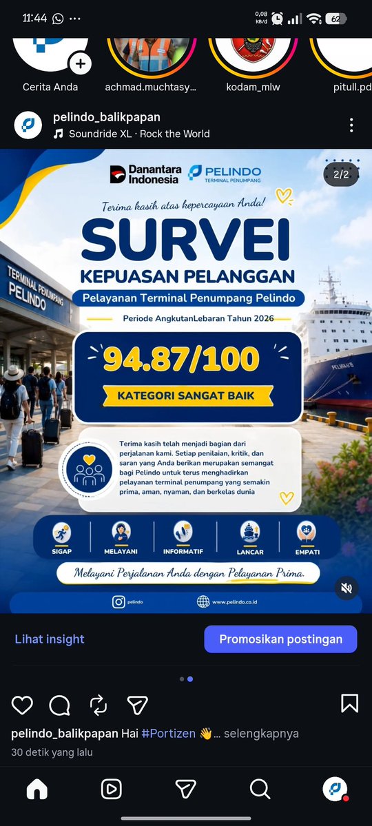 Pelindo_bpp's tweet photo. Hai #Portizen 👋

PT. Pelindo (Persero) Regional 4 Balikpapan melaksanakan kegiatan survei kepuasan penumpang Angkutan Lebaran 2026/1447 H di Pelabuhan Semayang Balikpapan sebagai bagian dari upaya peningkatan kualitas layanan.

#pelindogroup
#surveypenumpang
#pelabuhansemayang https://t.co/85o6TrsXw5