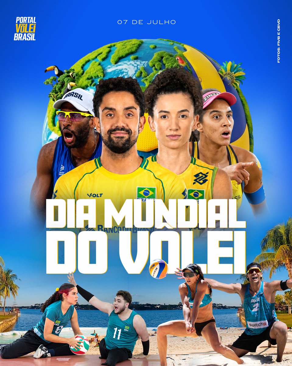 portal_volei's tweet photo. Hoje, dia 07 de julho, celebramos oficialmente o Dia Mundial do Vôlei. A data, instituída pela Federação Internacional de Voleibol (FIVB), é uma homenagem global a um esporte que atravessa gerações e rompe fronteiras em cada canto do planeta, seja nas quadras ou nas areias 🌎 🏐 https://t.co/5KK5lPcprv