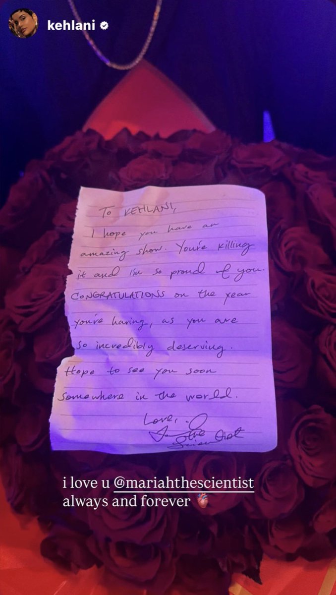 MariahTSHQ's tweet photo. Mariah the Scientist sent a bouquet of flowers and a note to @Kehlani 💐💖!

"i love u... always and forever 🫀" https://t.co/zFVyjCZ8t5