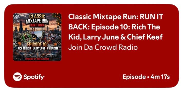 JoinDaCrowd's tweet photo. Courtesy of Join Da Crowd Radio @ClassMixtapeRun: RUN IT BACK: Episode 10: Rich The Kid, Larry June &amp; Chief Keef is now streaming on @Spotify. Thanks to @MotzANeli. Go give it a listen when you can! 

https://t.co/eVsovUpiM9

#music #richthekid #larryjune #chiefkeef #mixtape https://t.co/kgu48197GK