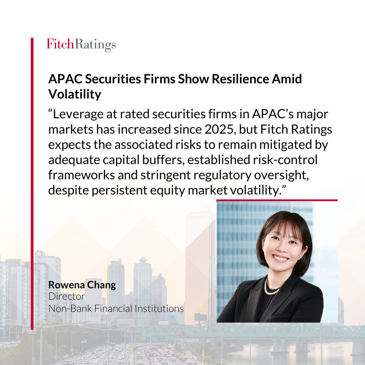 FitchRatings's tweet photo. Rated #securities firms in #APAC's major markets are demonstrating resilience amid persistent #equity market volatility, anchored by adequate capital buffers, established risk control frameworks &amp; stringent regulatory oversight.

Read more: https://t.co/LPUYYy50mM

#Credit #NBFIs https://t.co/BeAZi3WxhQ
