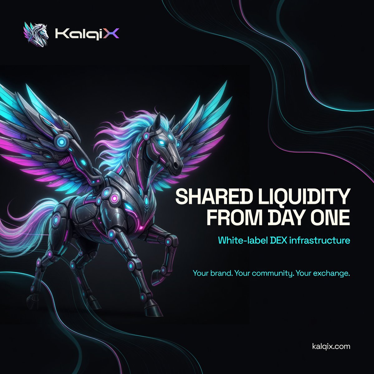 kalqix's tweet photo. KalqiX gives builders:
-  White-label DEX infrastructure
-  Shared liquidity from day one
-  Professional order books
-  API integrations
-  Revenue share on trading fees

Your brand. Your community. Your exchange.
