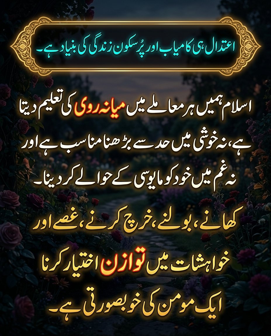 Achanak007's tweet photo. زندگی کا سب سے بڑا راز دولت نہیں... اعتدال ہے!
#IslamicReminder #Moderation #BalancedLife #PeaceOfMind #InnerPeace #SelfDiscipline #PersonalGrowth #Mindfulness https://t.co/qtISh7fgGh