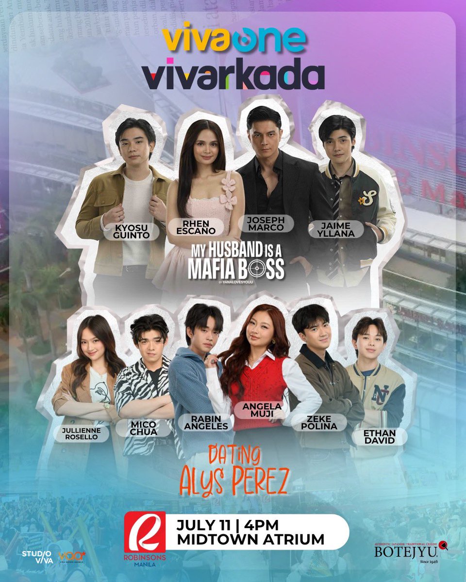VivaOnePH's tweet photo. The gang’s all here and are ready to take over Robinsons Manila! 😍🩷

Don't miss Joseph Marco, Rhen Escaño, Kyosu Guinto, and Jaime Yllana of My Husband Is A Mafia Boss, together with Rabin Angeles, Angela Muji, Zeke Polina, Ethan David, Mico Chua, and Jullienne Rosello of https://t.co/t2W4o8Q10L