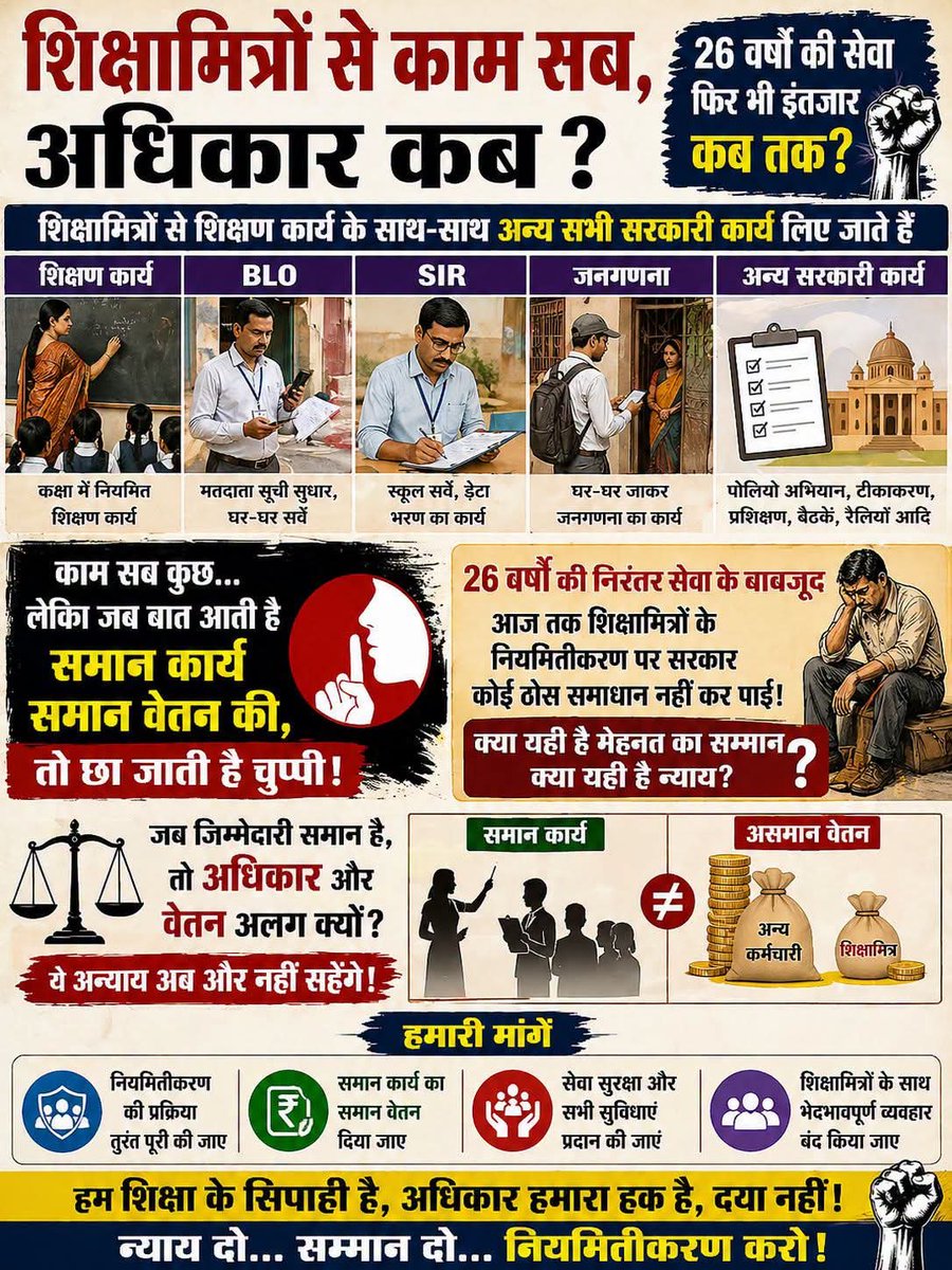 Avanishtrivedi2's tweet photo. लोकप्रि�� मुख्यमंत्री @myogiadityanath ji शिक्षामित्रों से काम तो सब कराए जाते हैं लेकिन वेतनमान देने के नाम पर अयोग्य घोषित कर दिया जाता है आखिर यह भेदभाव क्यूँ ❓️🙏🙏
@narendramodi @Aamitabh2 @thisissanjubjp @basicshiksha_up @rajendradev6 @NitinNabinfanp https://t.co/oI9PBhLlUi
