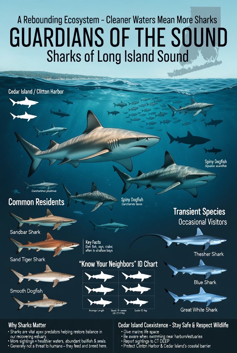 IslandEnviro's tweet photo. In preparation for shark week, here’s our draft poster as it goes to the science committee review https://t.co/OBhksY0hx8