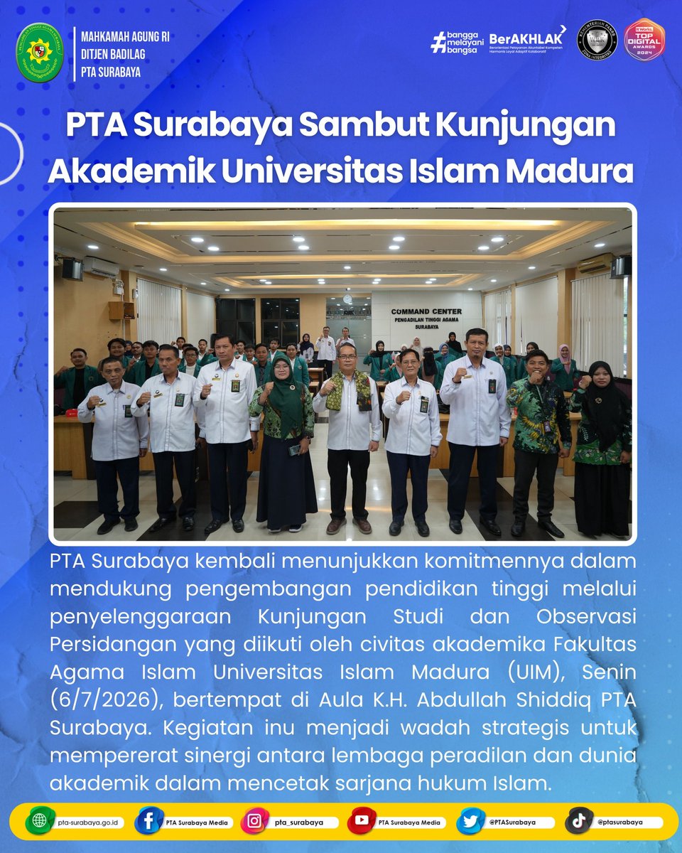 PTASurabaya's tweet photo. PTA Surabaya Sambut Kunjungan Akademik Universitas Islam Madura

Selengkapnya: https://t.co/YlGFwCBMNW https://t.co/YBKWsJk54m