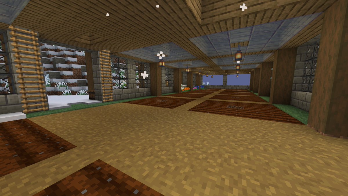 SinabonVT's tweet photo. What do ya think? I finally started working on the 🌿greenhouse in Minecraft now that the 🍷wine cellar is complete.

The snow is proving to be a real pain while building. I even had to turn my shaders off. https://t.co/0DERcEBH1U
