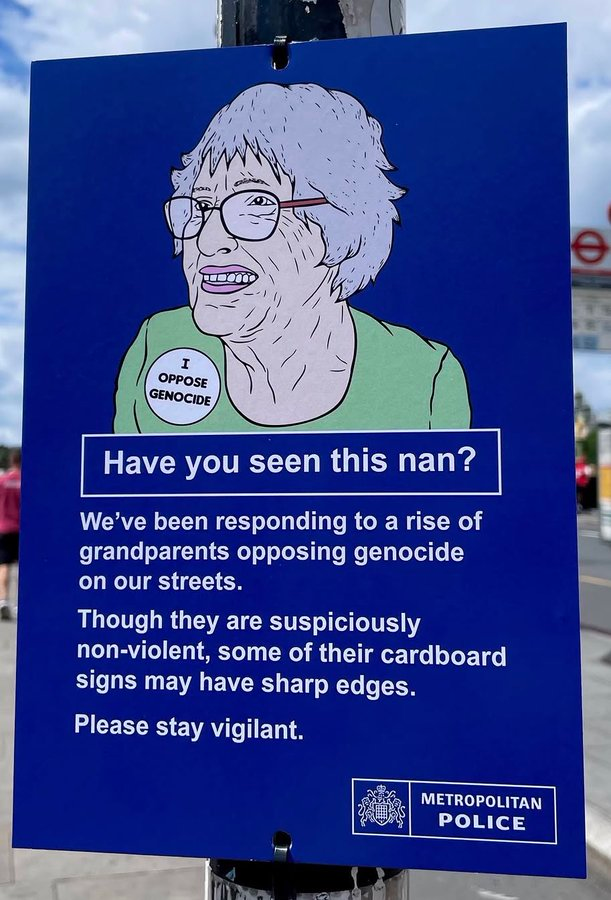 DollidarityArmy's tweet photo. I wonder what special programs the UK Government have got lined up in order to rehabilitate octogenarians who oppose the idea of babies and children being carpet-bombed? https://t.co/83FAJRJ7SR