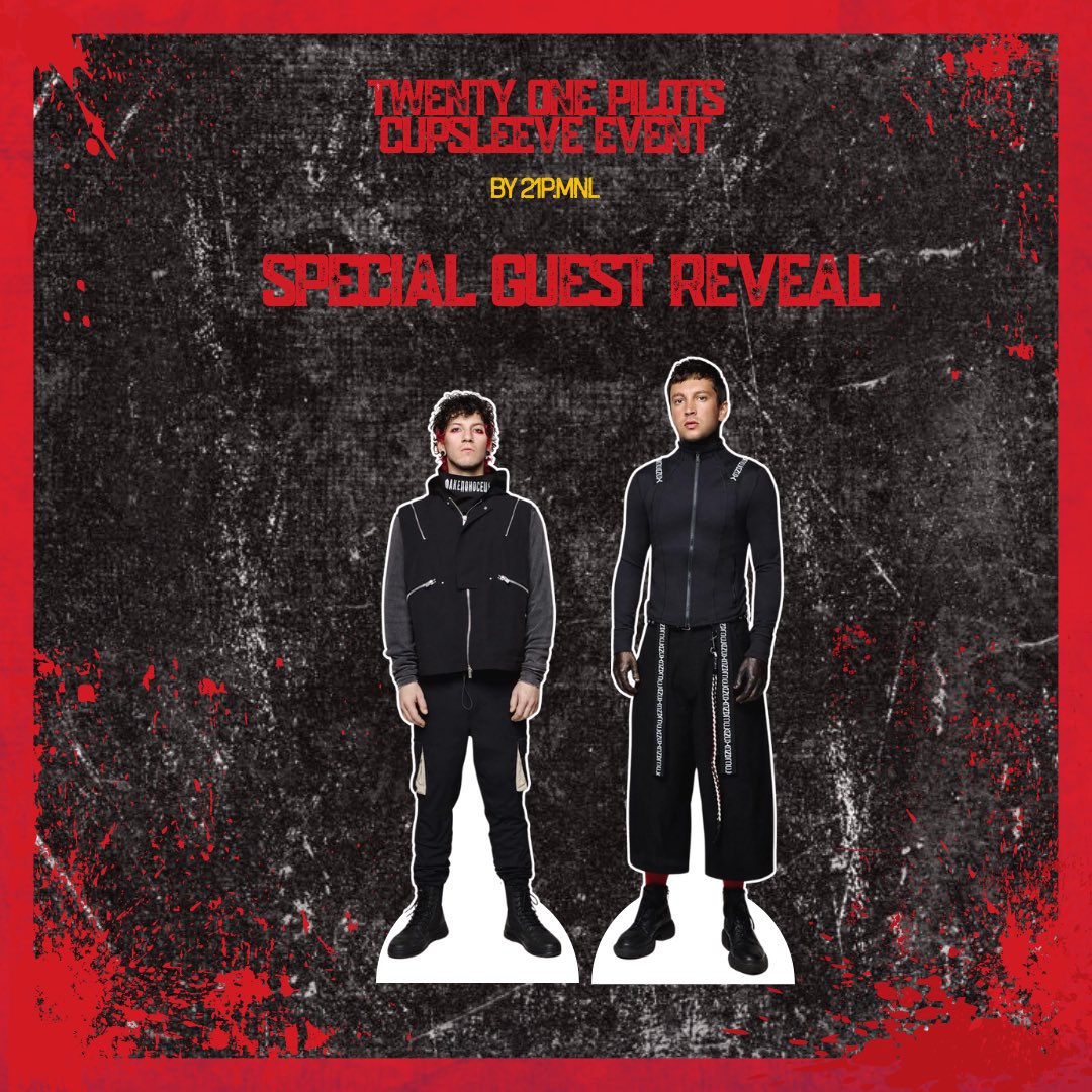 21pmnl's tweet photo. [SPECIAL REVEAL 👀] Did you really think we’d celebrate Across All Eras without the boys? 🔥

Tyler &amp; Josh are dropping by our cupsleeve event as life-sized standees! Take photos all day, and get ready—both will be up for AUCTION during the event! 🔨🔴🟡

See you there, Clikkies https://t.co/DcUz0mSOx0