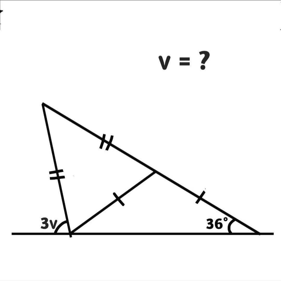 MathMemeatics's tweet photo. Geometry Challenge: v = ? https://t.co/T3bX4J8AZ9