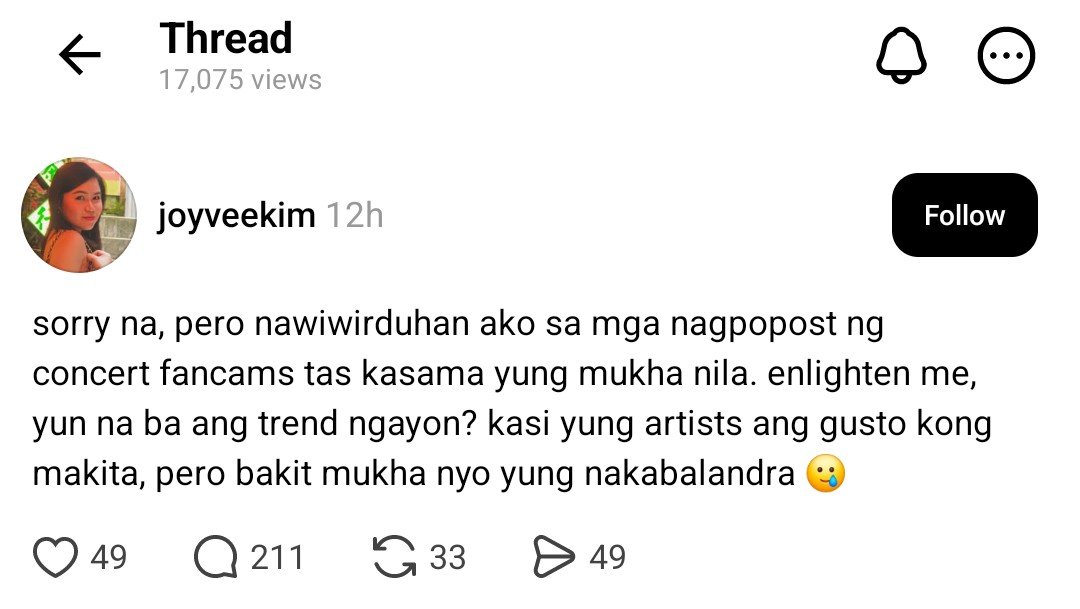 bangpdsgirl's tweet photo. Na para bang may inambag ka sa ticket nila, Joyvee? 🧍🏻‍♀️ https://t.co/MoykJdoEYn