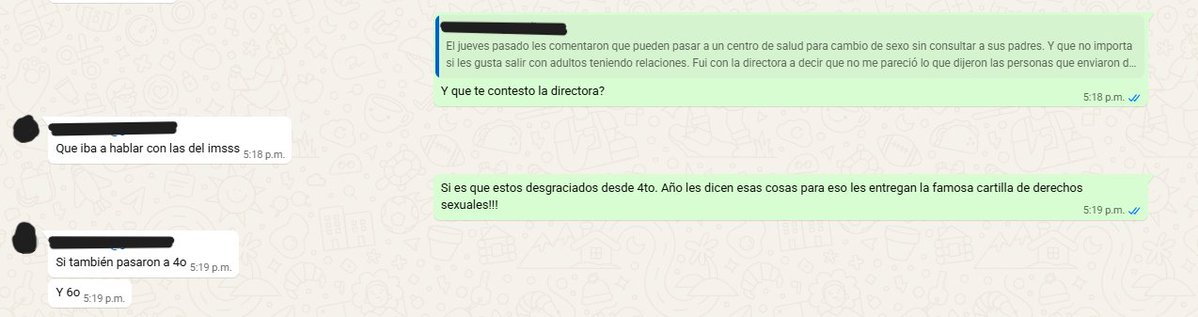 marianabtch's tweet photo. Aqui la prueba de que los padres de familia que me contactan son los que mandan las evidencias, esto se hizo llegar en una PRIMARIA, a niños de 5to. año y ahí el comentario de la mama preocupada porque le dijeron a su hija que pueden pasar a un centro de salud para cambio de sexo sin consultar a sus padres. Y que no importa si les gusta salir con adultos teniendo relaciones.