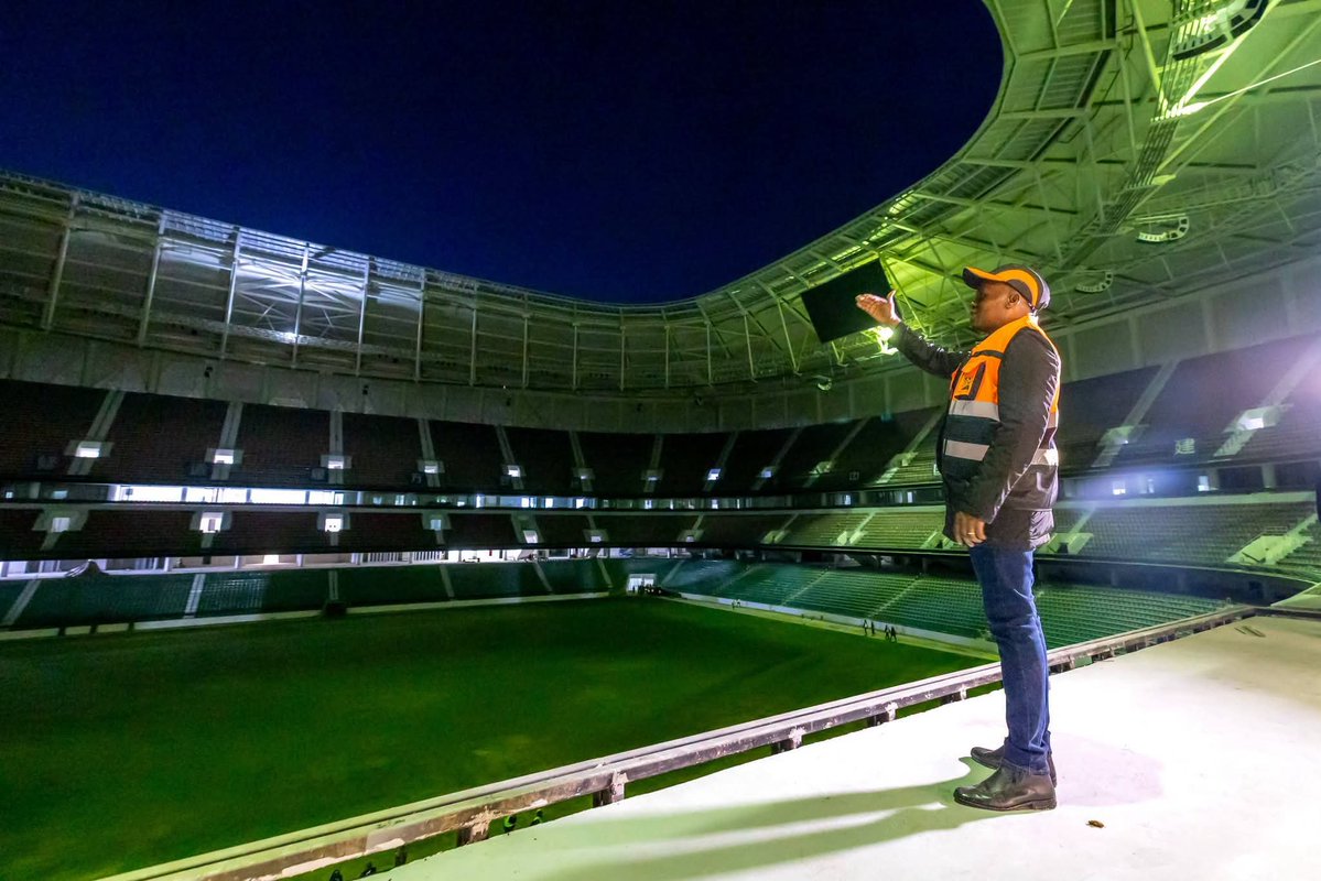 fresheye9's tweet photo. In Pictures: Deputy President Kithure Kindiki inspected the ongoing construction works at Talanta Stadium early this morning to assess the project's progress ahead of the 2027 Africa Cup of Nations (AFCON) #FreshEyeNews https://t.co/OGzfmfmbGY