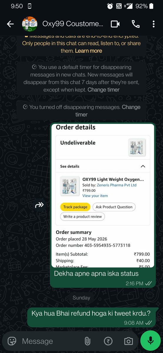 Banti787's tweet photo. @amazonIN  May 28 i placed a oder but didn't recieved becouse of sme technical issue product return to seller but,the problem is neither i recived me refund neither i contact to coustomer care executive and somehow i get seller nmber from your AI thing but he also didn't respond https://t.co/MyhEtTXzXo