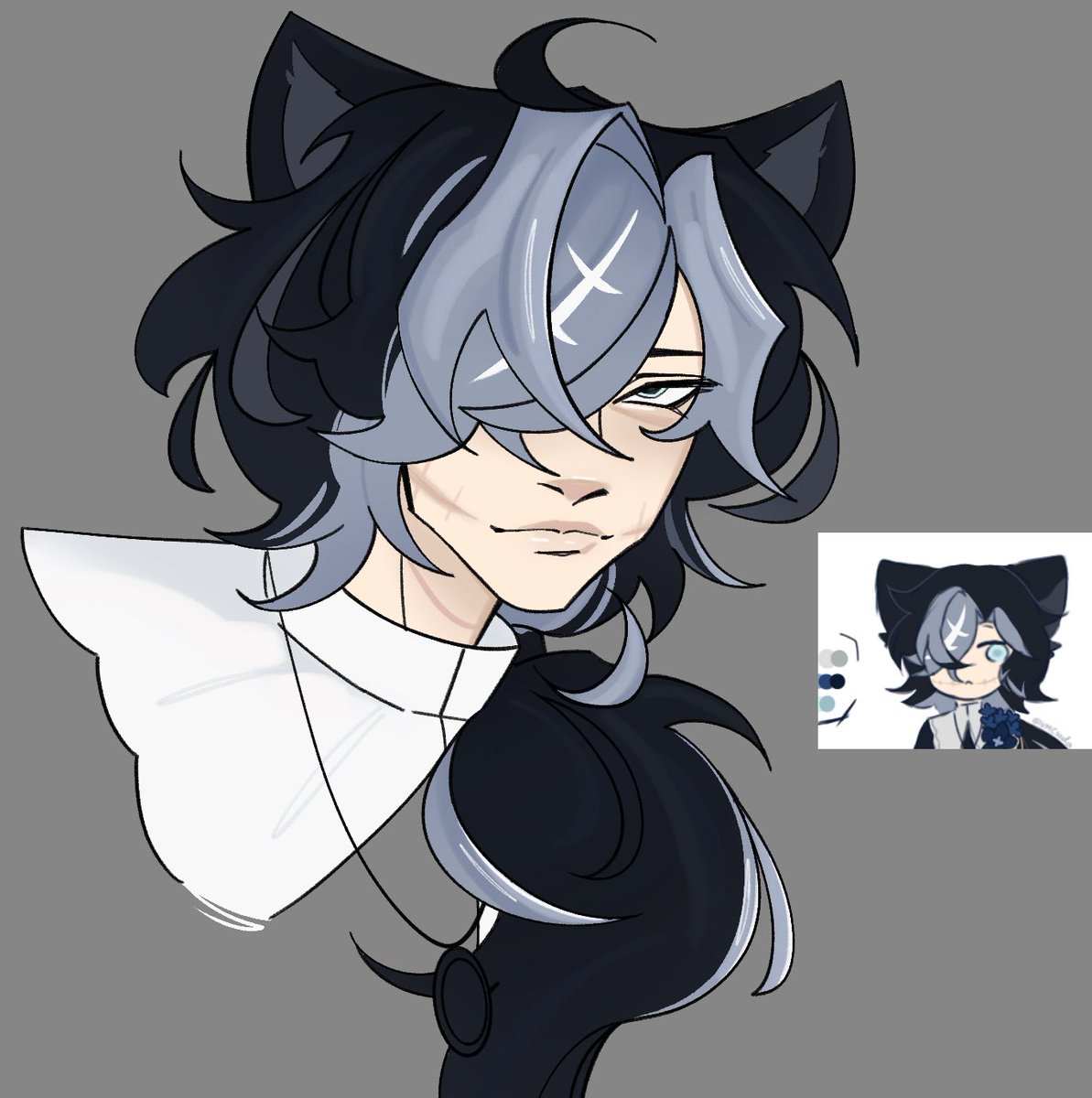 DogmaObsec's tweet photo. Artfight attack number 8… French cat boy! 
#artfight #artmoots https://t.co/HRPKrW5Jzh