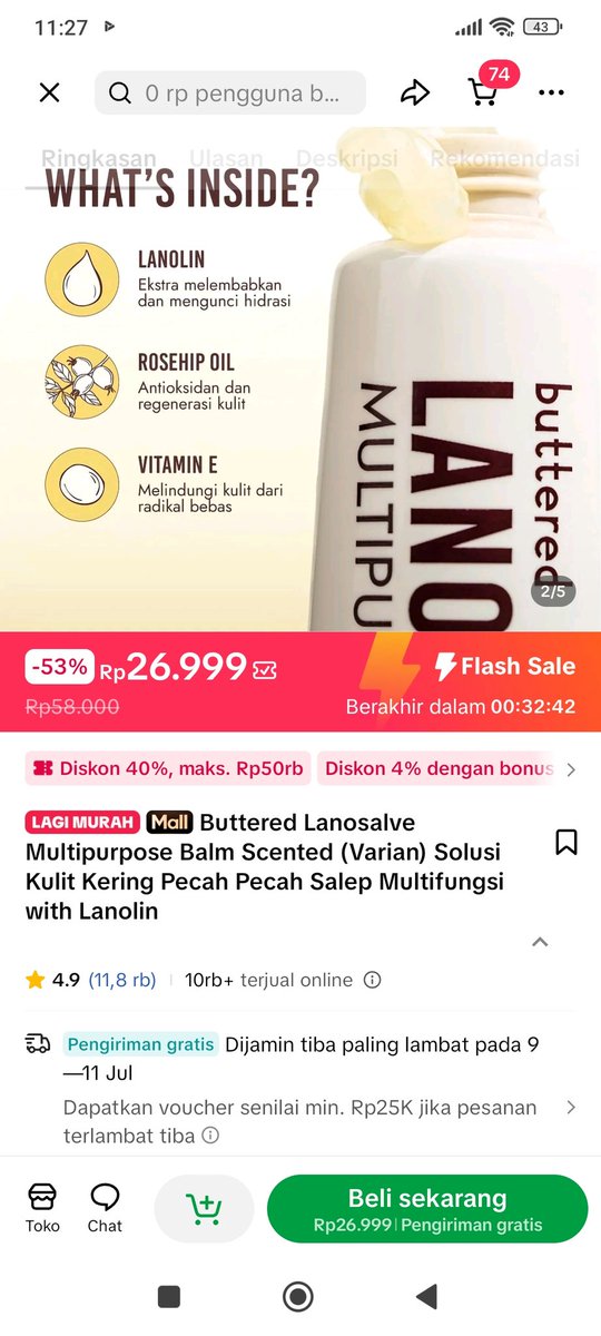 benadicttt's tweet photo. LIPBALM BUTTERED LANOSALVE CUMA 20RIBUAN??? 
Omgg, kemarin beli masih 40ribu🥺
Cuma sampai jam 12 aja nih promonya, langsung check out sebelum promo berakhir guyss 🤩

🔗 Buttered Lanosalve Multipurpose Balm Scented  https://t.co/w6CPbcqDAO https://t.co/MZC71n2OVC
