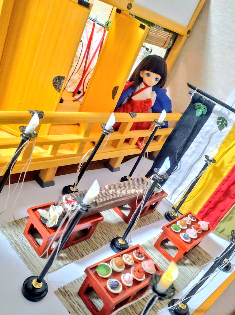 fubuki_doll's tweet photo. 乞巧奠🎋
並べるのが大変なので、過去写真ですが💦
楽器含め、作家様に特注で作って頂いた宝物です✨
#オビツ11 https://t.co/NqYGnAg67r